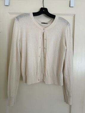 GAP Cream Button-Front Cardigan